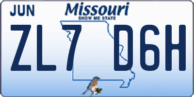 MO license plate ZL7D6H