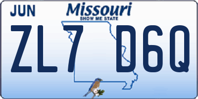 MO license plate ZL7D6Q
