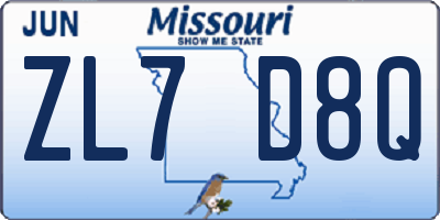 MO license plate ZL7D8Q