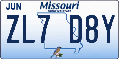MO license plate ZL7D8Y