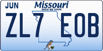 MO license plate ZL7E0B
