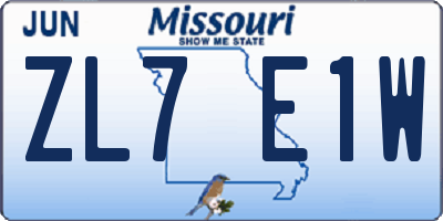 MO license plate ZL7E1W