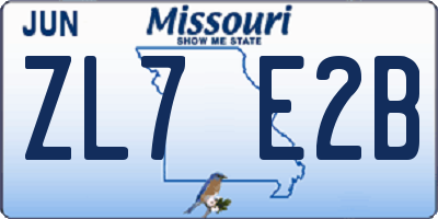 MO license plate ZL7E2B