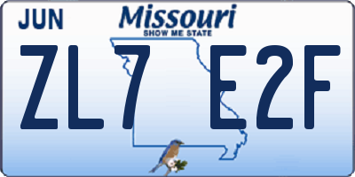 MO license plate ZL7E2F