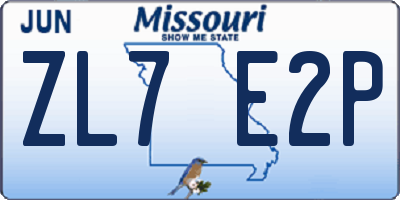 MO license plate ZL7E2P
