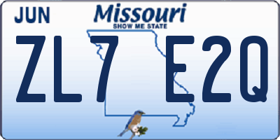 MO license plate ZL7E2Q