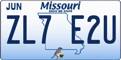 MO license plate ZL7E2U