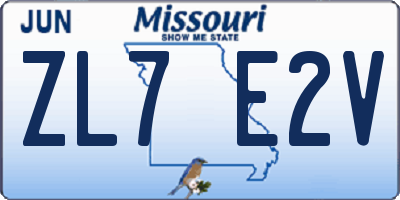 MO license plate ZL7E2V