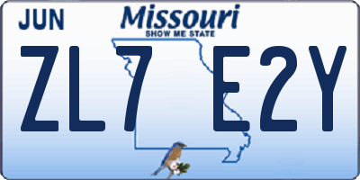 MO license plate ZL7E2Y
