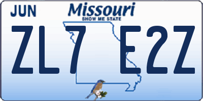 MO license plate ZL7E2Z