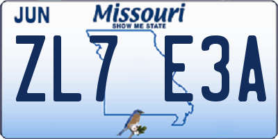 MO license plate ZL7E3A