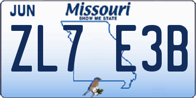 MO license plate ZL7E3B