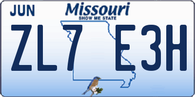 MO license plate ZL7E3H