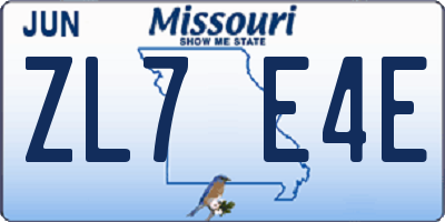 MO license plate ZL7E4E