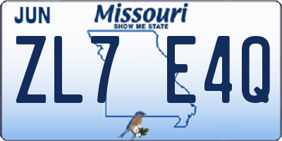 MO license plate ZL7E4Q