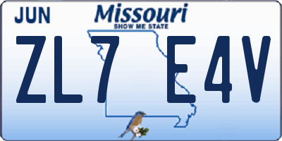 MO license plate ZL7E4V