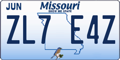 MO license plate ZL7E4Z