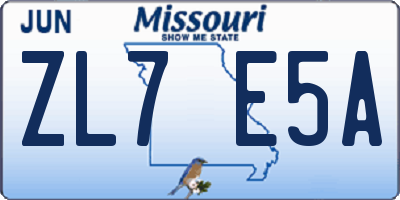 MO license plate ZL7E5A