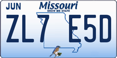 MO license plate ZL7E5D