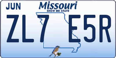 MO license plate ZL7E5R