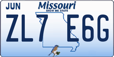 MO license plate ZL7E6G
