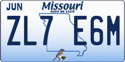 MO license plate ZL7E6M