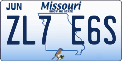 MO license plate ZL7E6S