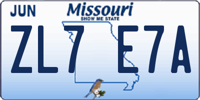 MO license plate ZL7E7A