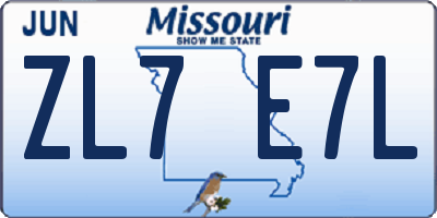 MO license plate ZL7E7L