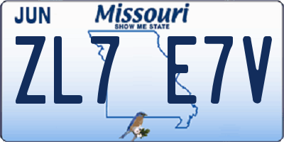 MO license plate ZL7E7V