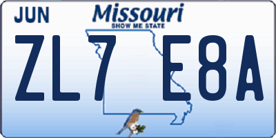 MO license plate ZL7E8A