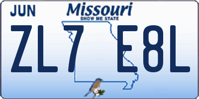 MO license plate ZL7E8L