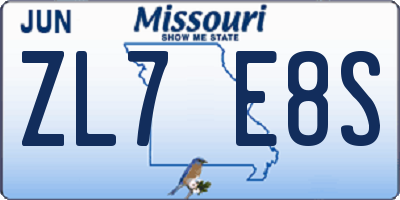 MO license plate ZL7E8S
