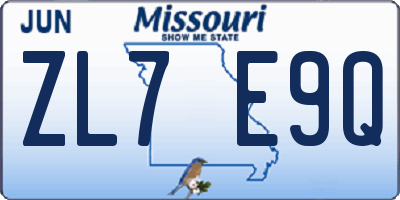 MO license plate ZL7E9Q