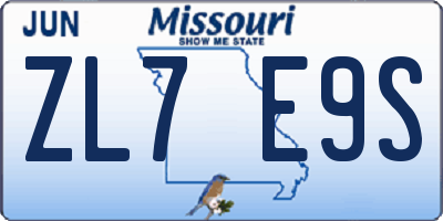 MO license plate ZL7E9S