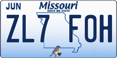 MO license plate ZL7F0H