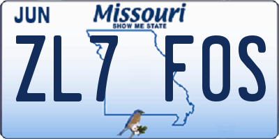 MO license plate ZL7F0S