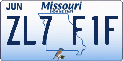 MO license plate ZL7F1F