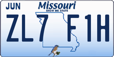 MO license plate ZL7F1H