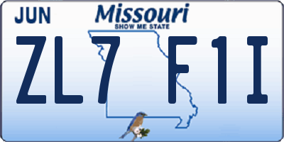 MO license plate ZL7F1I