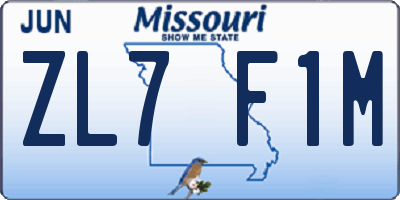 MO license plate ZL7F1M