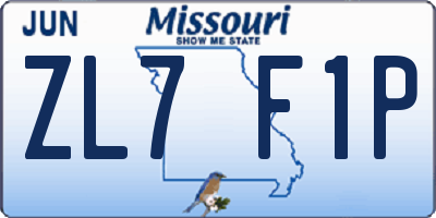 MO license plate ZL7F1P
