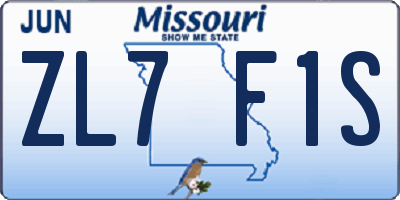 MO license plate ZL7F1S