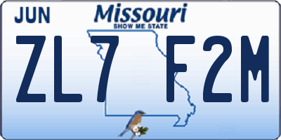 MO license plate ZL7F2M
