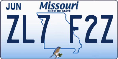 MO license plate ZL7F2Z