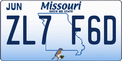 MO license plate ZL7F6D