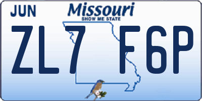 MO license plate ZL7F6P