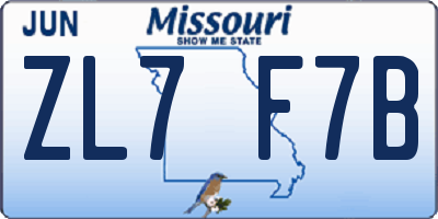 MO license plate ZL7F7B