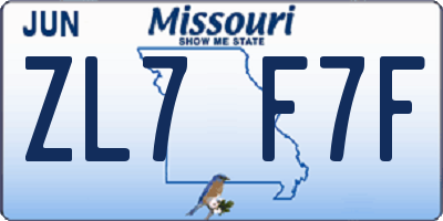 MO license plate ZL7F7F
