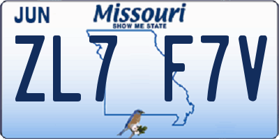MO license plate ZL7F7V